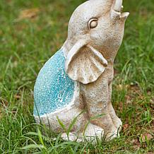 18 "H MGO Faux Granite and Mosaic Sitting Elephant Statue
