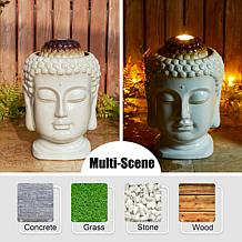 18.75"H Zen Buddha Head Glaze Ceramic Outdoor Tabletop/Floor Fountain