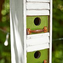 18"H Distressed Wood Cottage with Shutter Decorative Birdhouse