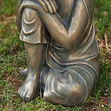 18"H MGO Faux Bronze Resting Buddha Garden Statue