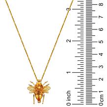 18K Gold-Plated Citrine Honeybee Pendant with 18" Chain