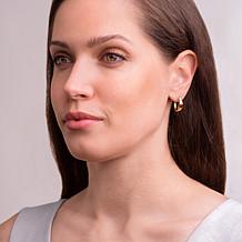 18K Gold-Plated Colored Gemstone Solitaire Hoop Earrings