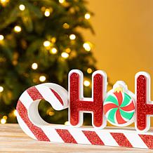 19" Wooden HOHOHO Candy Cane Table Decor