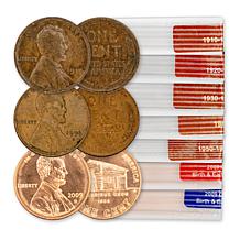 Set of 12 History of Lincoln Cents and 2025 Cent Roll of 50