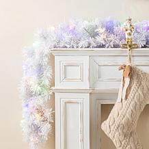 2-Pack 6ft Pre-Lit Snow Flocked White Pine Garlands