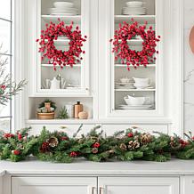 2-piece 14" Christmas Red Berries Wreaths