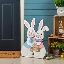 2-piece 24" Easter Wooden Bunny Porch Decor