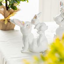 2-Piece Easter Resin Bunny Mom and Baby Table Decor