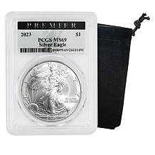 2023 MS69 PCGS Premier Label Silver Eagle Dollar Coin