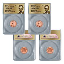 2025 MS67 ANACS P- & D-Mint Lincoln 2-Coin Set & 2025 Roll of 50 Cents