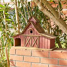 20.75"L Oversized Red Distressed Solid Wood Barn Garden Birdhouse