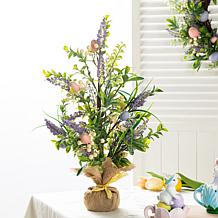 21" Easter Table Tree Décor with Lavender and Pastel Eggs