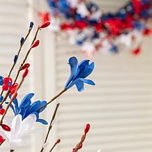21" Patriotic Floral Table Tree with Burlap Base