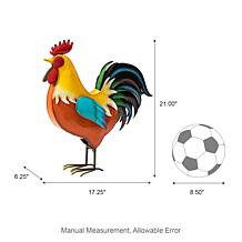 21"H Metal Vibrant Standing Rooster Garden Statue