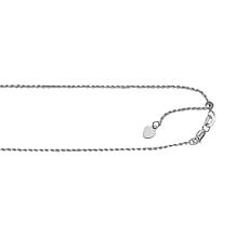 22" Sterling Silver 1mm Diamond-Cut Solid Rope Adjustable Necklace