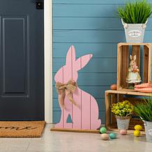 24" Easter Wooden Pink Bunny Porch Decor
