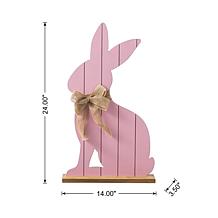 24" Easter Wooden Pink Bunny Porch Decor