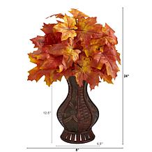 24 in. Autumn Maple Leaf Artificial Plant in Decorative Planter