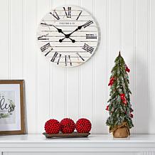 24 in. Flocked Christmas Artificial Tree with Berries and Pine Cones