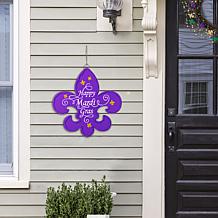 24" Mardi Gras Metal Yard Stake with Purple Fleur-de-Lis