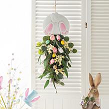 26" Easter Teardrop Wall Decor with Bunny and Tulips