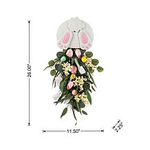 26" Easter Teardrop Wall Decor with Bunny and Tulips