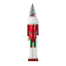 26" Wooden Christmas Nutcracker with Green Brush Tree