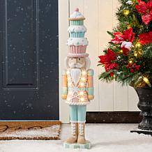 28" Lighted Macaron Pink and Blue Resin Christmas Porch Decor