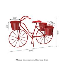 28.75"L Metal Red Bicycle Planter Stand