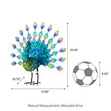 28.75"W Metal Peacock Tail Spread Garden Statue with Stakes
