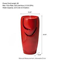 29.25"H Oversized Red Outdoor Ceramic Pot Fountain w/Pump & LED Light