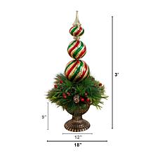 3-ft Finial Ornament Pine Topiary Tree by Nearly Natural