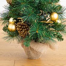 3-ft Pre-Lit Christmas Tree with Ornaments by Nearly Natural
