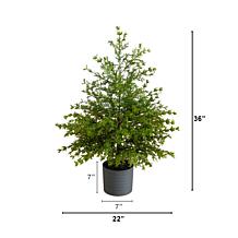 3-ft Real Touch Cedar Tree in Gray Planter by Nearly Natural