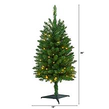 3 ft. Slim Green Mountain Pine Artificial Christmas Tree with 50 Cl...