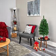 3 ft. Slim Green Mountain Pine Artificial Christmas Tree with 50 Cl...