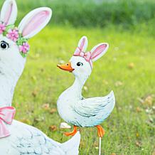 3-piece Easter Metal Yard Stakes Duck Family