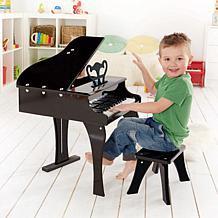30 Key Toddler Wooden Grand Piano in Black with Bench