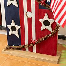 30" Patriotic Birdhouse Porch Decor with Welcome Sign