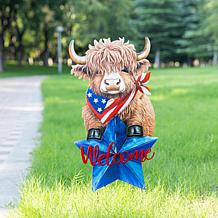 30" Patriotic Highland Cow Yard Stake or Wall Decor