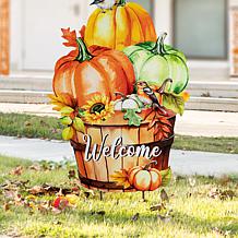 30.25"H Fall Metal Pumpkins with Barrel Yard Stake (KD, Two function)