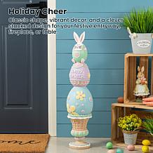 30.5" H Easter Resin Decor with Stacked Pastel Eggs