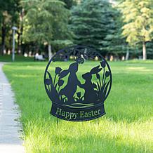 30"H Easter Metal Silhouette Bunny Couple Yard Stake/Wall Décor
