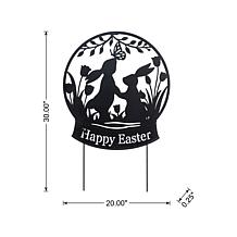 30"H Easter Metal Silhouette Bunny Couple Yard Stake/Wall Décor