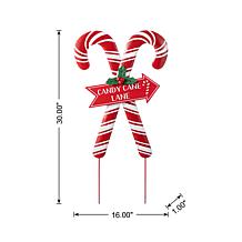 30"H Metal Candy Cane Lane Christmas Yard Stake