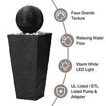 31.75"H Modern Black Geometric Pedestal and Sphere Floor Fountain