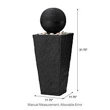 31.75"H Modern Black Geometric Pedestal and Sphere Floor Fountain