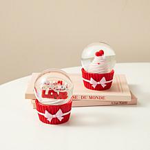 3.25“H Valentine's Resin Cupcake Water Globes - Set of 2
