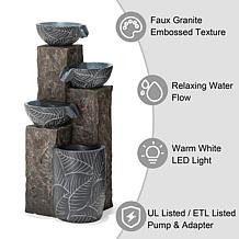 32.75"H Natural Textured 4-Tier Polyresin Fountain w/Pump & LED Light
