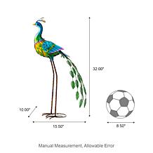 32"H Metal Standing Peacock Garden Statue with Stakes